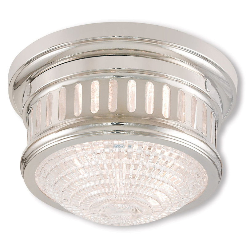 Bywell Glass Flush Mount, 5" H x 11" W x 11" D, Polished Nickel