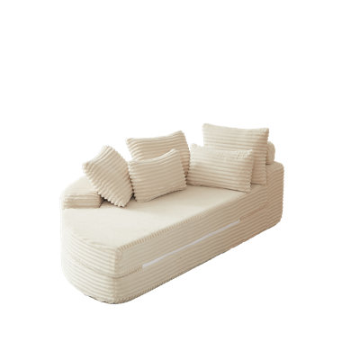 78.5-Inch Mid-Century Modern Futon With Corduroy Fabric And Neck Pillow Design by NFusion