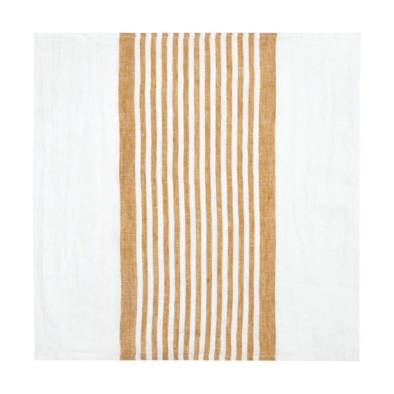Brittany Square Napkin, White/Mustard