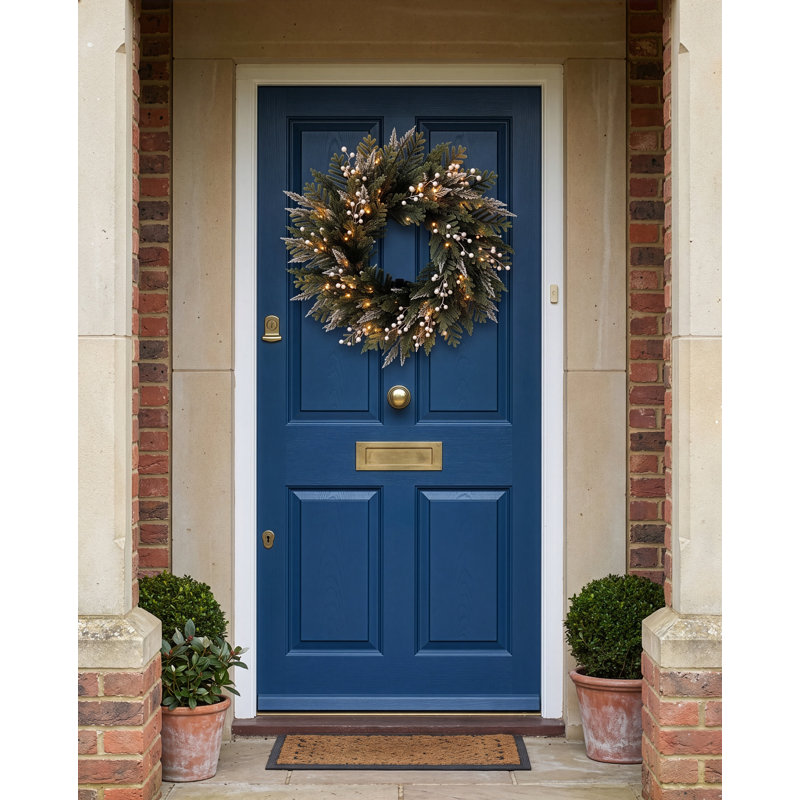 ALPINE FROST - 26" Christmas Wreath with 50 Warm White 8 Function LEDs