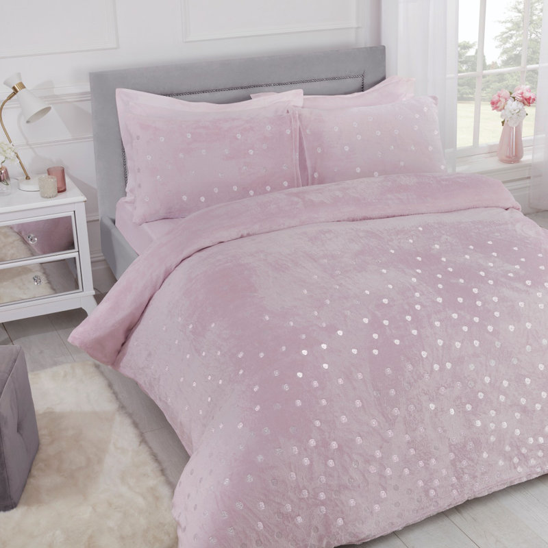 Dyar Polyester Dots Duvet Cover Set with Pillowcases Included, Single Duvet Cover + 1 Standard Pillowcase, Grey