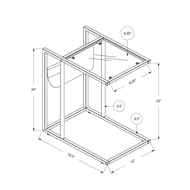 End Table, Contemporary Accent Table, Side Table With Metal Legs, Indoor End Table For Living Space