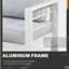 Ensemble de conversation de patio 3 pièces en aluminium 3 pièces, canapé d'extérieur 5 places avec coussins gris clair épais et structure blanche et table basse-2085668033-2085668047