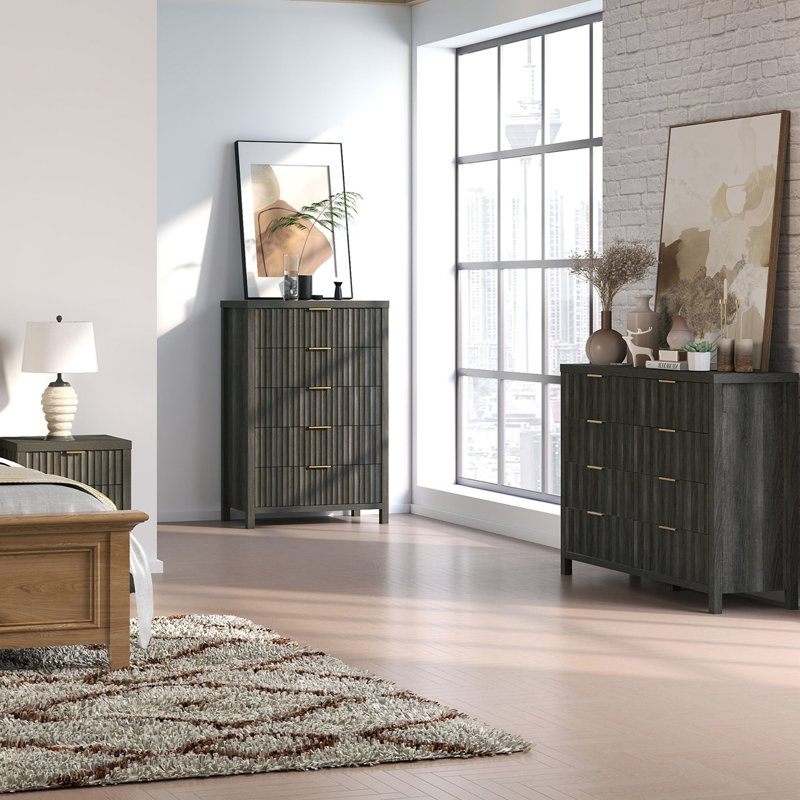Arrilla 4 Piece Bedroom Set, Midnight Oak