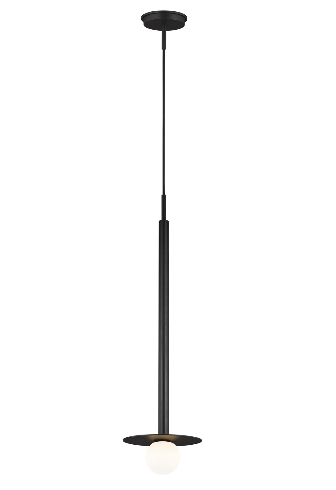 Allegra 1-Light Metal Pendant, Midnight Black, 30" H x 8" W x 8" D