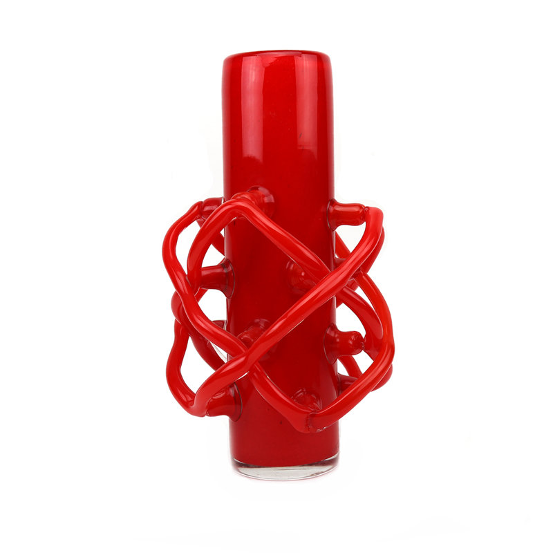 Saturn Handmade Glass Table Vase, Red