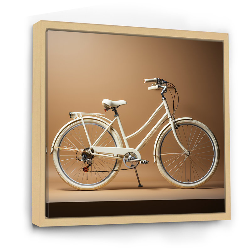 Vélo ivoire sur toile, H 24 po x l 24 po x P 1 po, Cadre naturel flottant