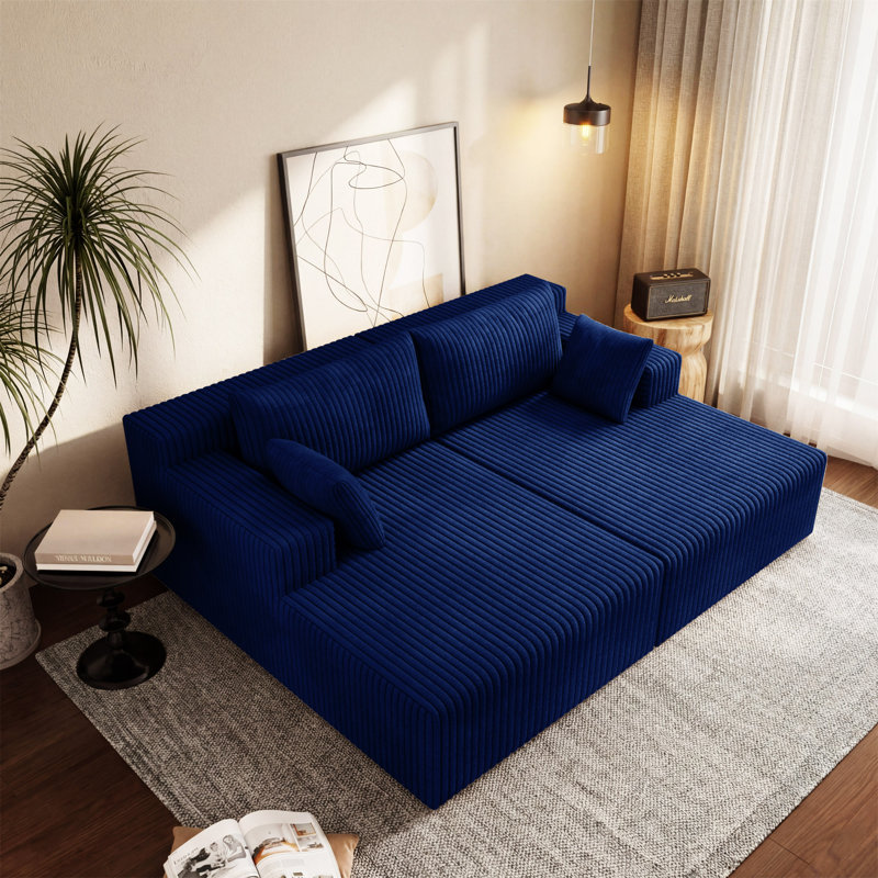 Canapé modulaire avec méridienne Cloud, Bleu