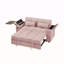 Canapé-lit en chenille rose avec accoudoirs avec rangement, port USB et table d'appoint pour une vie moderne