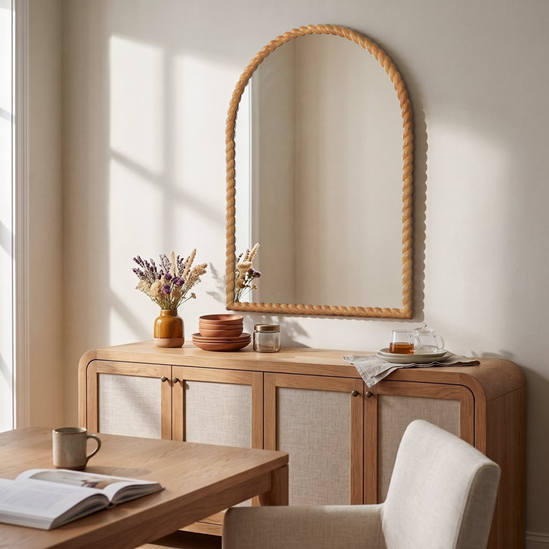 Miroir mural en bois sculpté, 40"x30", Arche