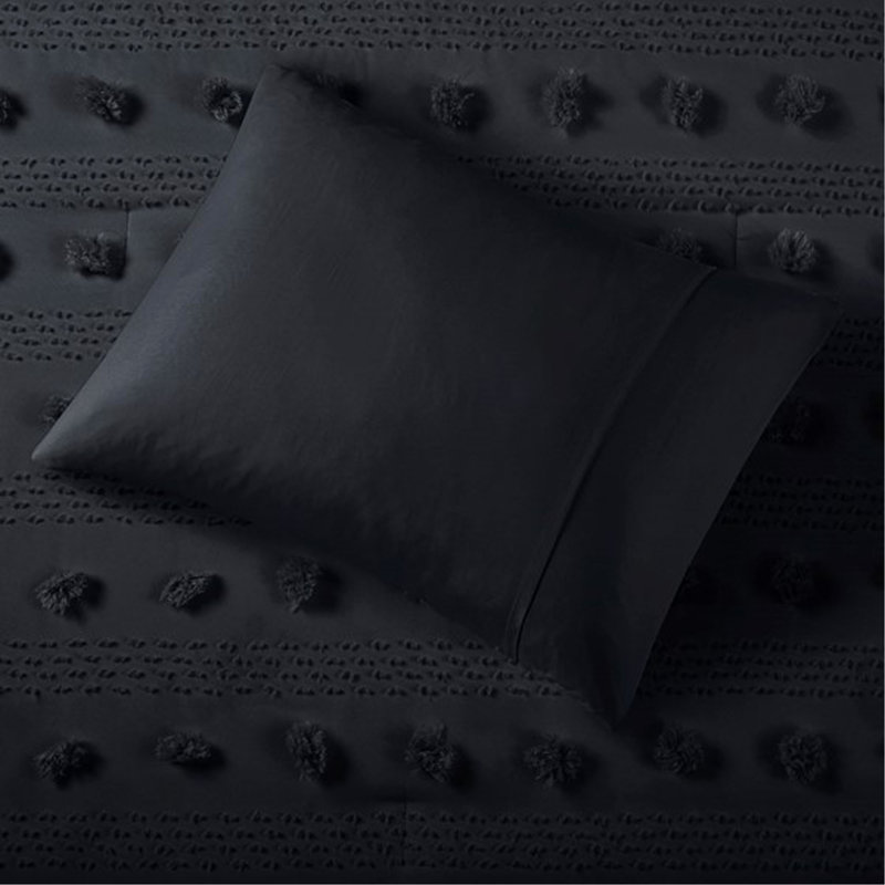 Ensemble d'édredon Clip Jacquard, Noir, Édredon simple + 1 pièce supplémentaire
