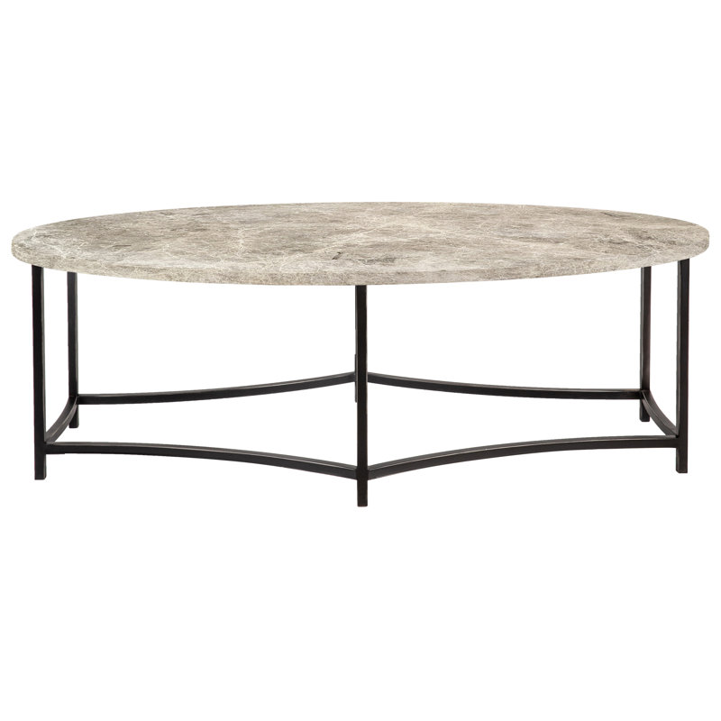 Megan Frame 1 Coffee Table, Tundra Gray Marble, Black