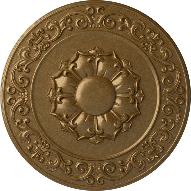 Endurathane Sydney Ceiling Medallion, 27 3/4"OD x 2"P (Fits Canopies up to 5 3/4"), Hand-Painted Pale Gold Finish, Pale Gold