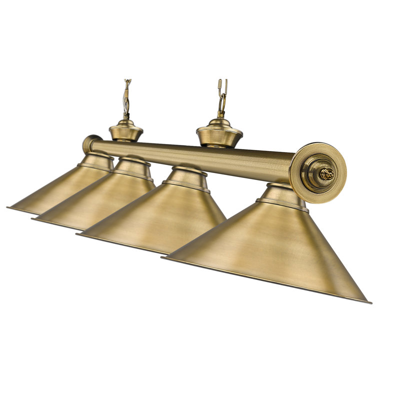 Annaleisa 4-Light Pool Table Pendant, Rubbed Brass
