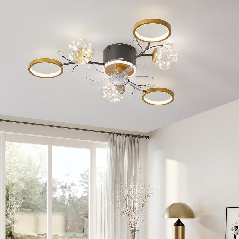 Isamari 37'' Ceiling Fan with 6 LED Lights