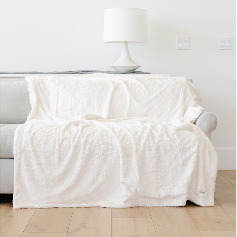  Jeté en fausse fourrure double face, plusieurs couleurs, 50 po x 60 po - Jeté standard, Blanc