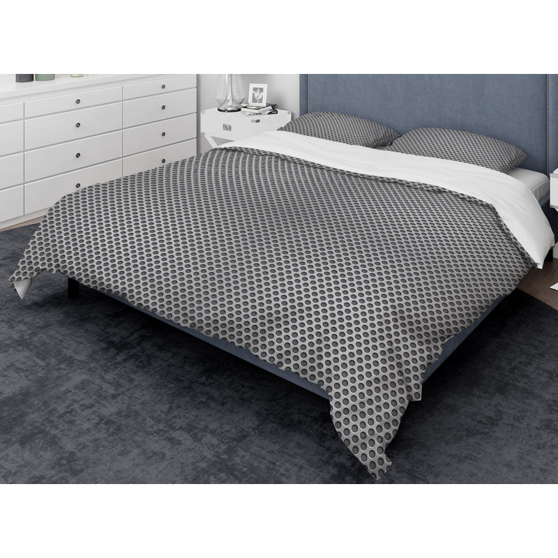 Ensemble de housse de couette en métal avec cercles de gril designart, Housse de couette très grand + 2 taies décoratives