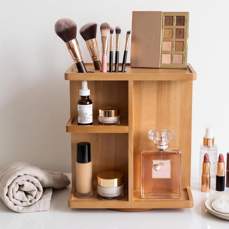 Wood Makeup Organiser