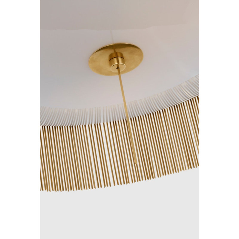 Sutton 32" Flush Mount With White Glass, Antique-Burnished Brass, 7.25" H x 32" W x 32" D