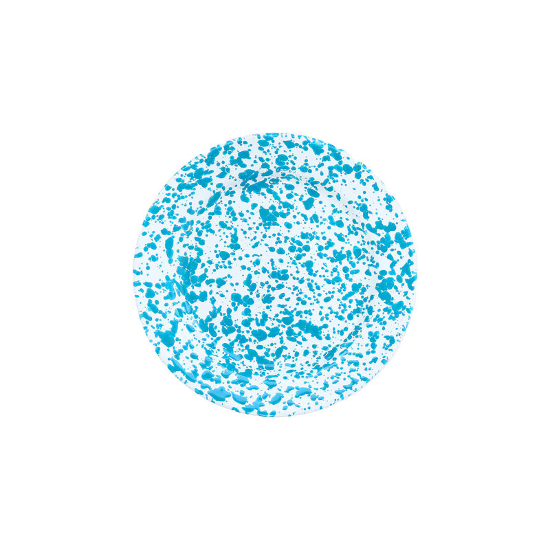 Splatter Flat Salad Plates, Black, Turquoise