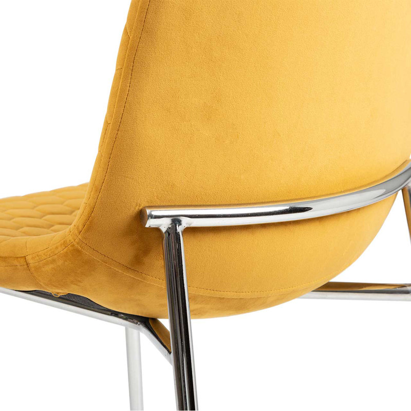 Ambermarie Velvet Modern Dining Chairs with Metal Chrome Metal Legs, Upholstered Armless Dinner Chairs, Yellow