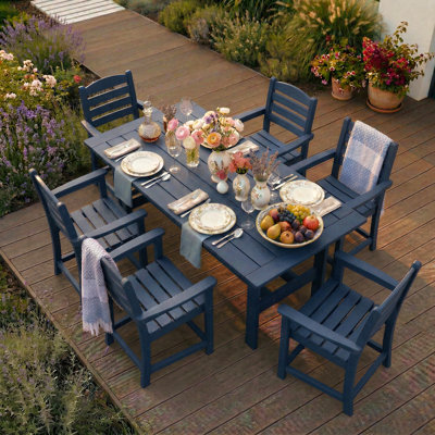 7-Piece HDPE Outdoor Dining Set | 1 Table + 6 Chairs | Weather-Resistant, UV-Stable & Eco-Friendly