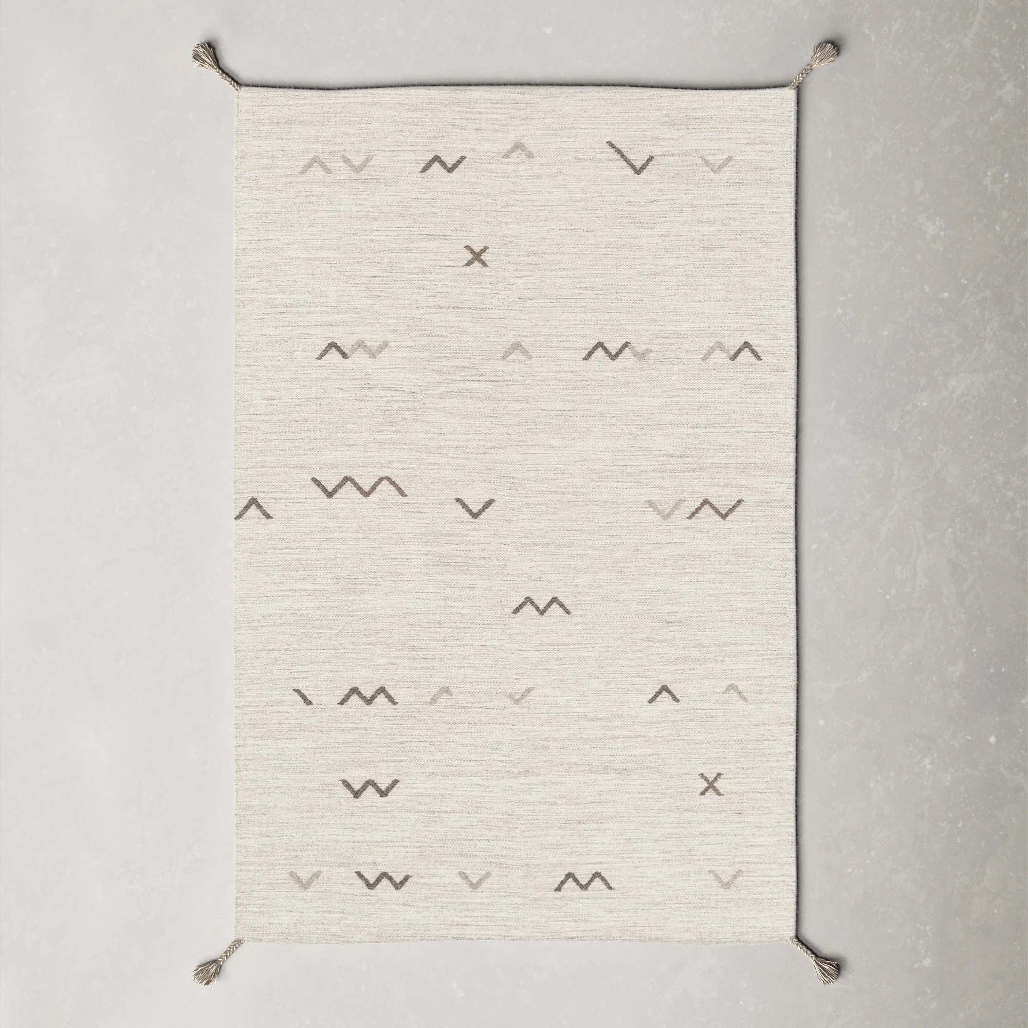 Bodie Handmade Wool Light Gray/Light Brown Rug, Rectangle 2' x 3'