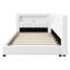 Lit plateforme simple tapissier XL avec ports USB et bande lumineuse à DEL, chambre à coucher moderne, blanc-771388719-771388718