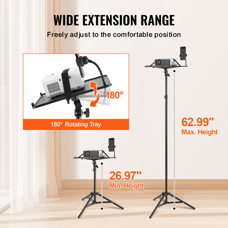 Projector Stand Laptop Stand Tripod Adjustable Height from 26.97 to 63 in