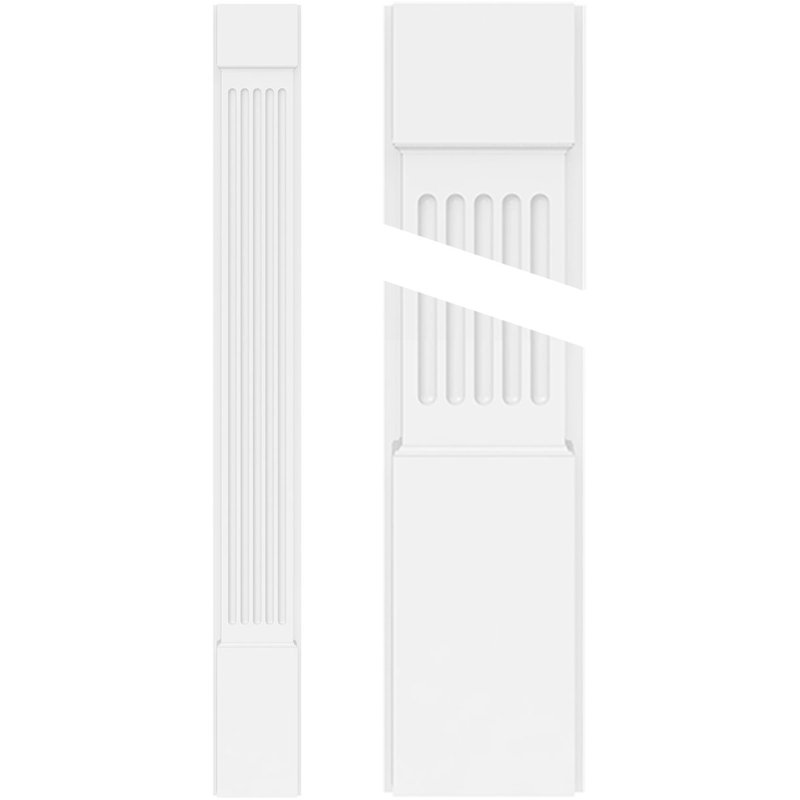 Pilastre cannelé en PVC (la paire), 96 po, Base et chapiteau standards