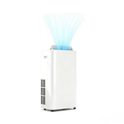 12000 BTU White Portable Floor Air Conditioner with Rolling Wheels Remote Control Four Operating Modes LED Display Window Installation Kit for Home Office 323 to 549 Square Feet