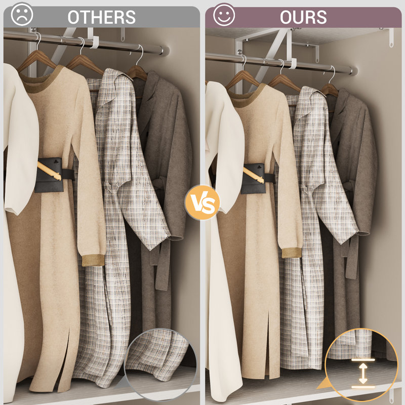 Adjustable Wooden Closet System Up to 96"W with Storage & Drawers, White