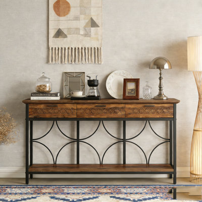 Table d'appoint longue avec tiroirs de rangement