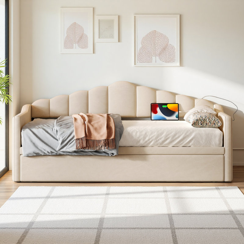 Lits de jour Mid-Century Modern, Beige