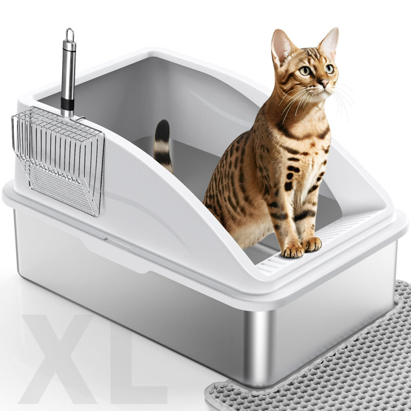 Stainless Steel Litter Box, ‎Silvery Grey