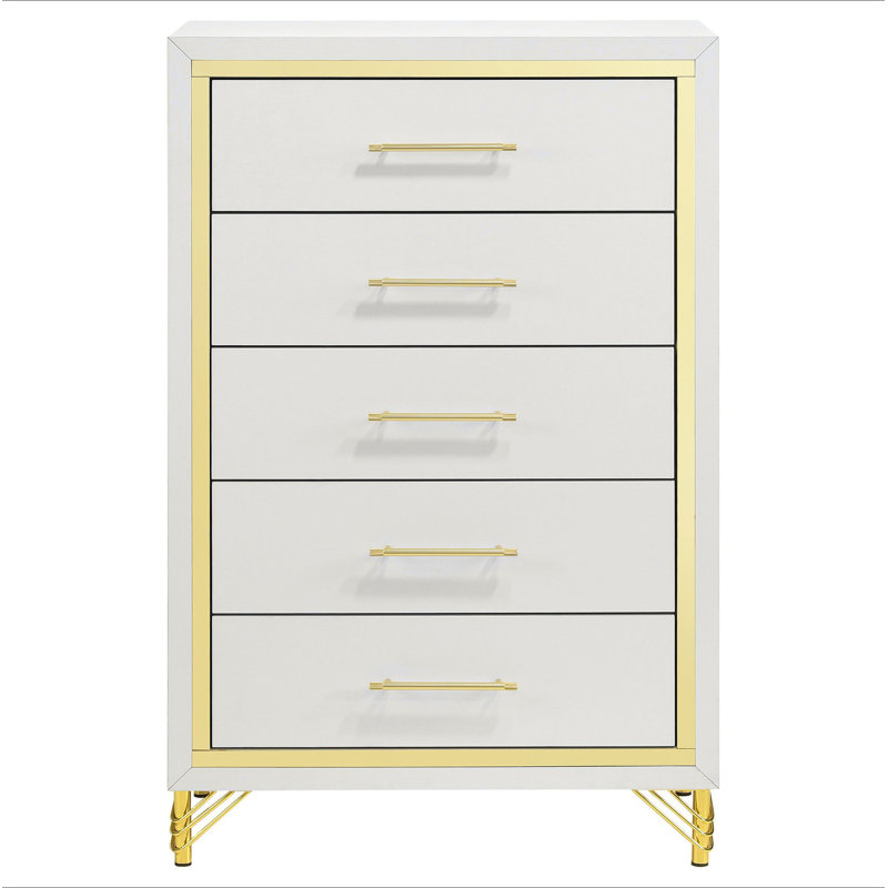 Commode blanche 5 tiroirs Chesney