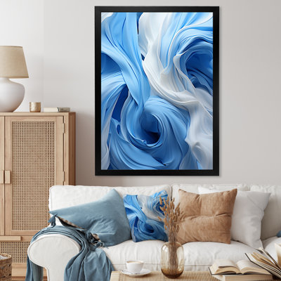 «Blue and White Abstract Spiral Cyclone Tranquility - Abstract Spirals», art mural