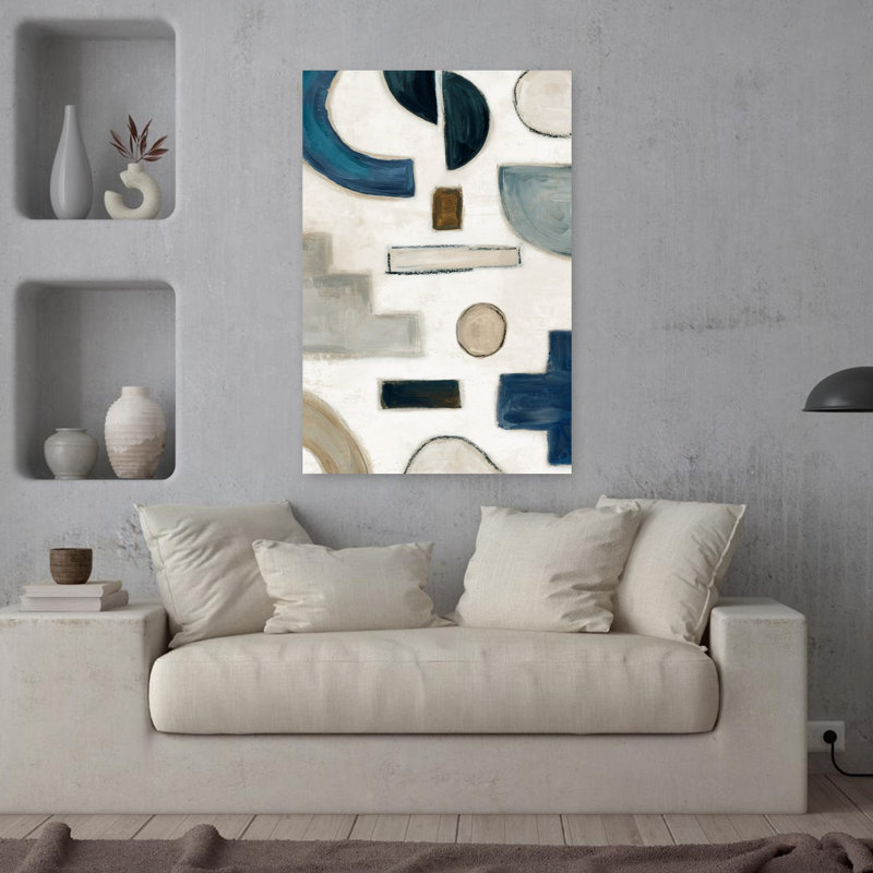 «Blue Color Dance I», art urbain géométrique abstrait et contemporain, H 36 po x l 24 po