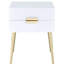 Table d'appoint compacte blanche et dorée avec rangement - Idéale pour les petits espaces. Style moderne du milieu du siècle. Convient également aux petits espaces. Peut servir de table de chevet, d'appoint ou de pied de table.