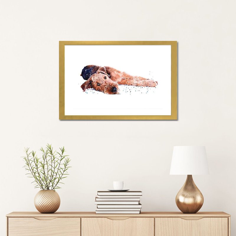 Reproduction d’art, impression, Blanc, Papier encadré doré, H 16 po x l 24 po x P 1 po