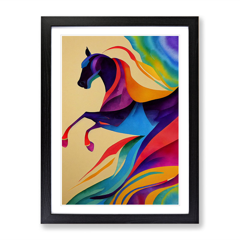 Horse Abstract No.4 - Single Picture Frame Print, Black, 46cm H x 34cm W x 2cm D