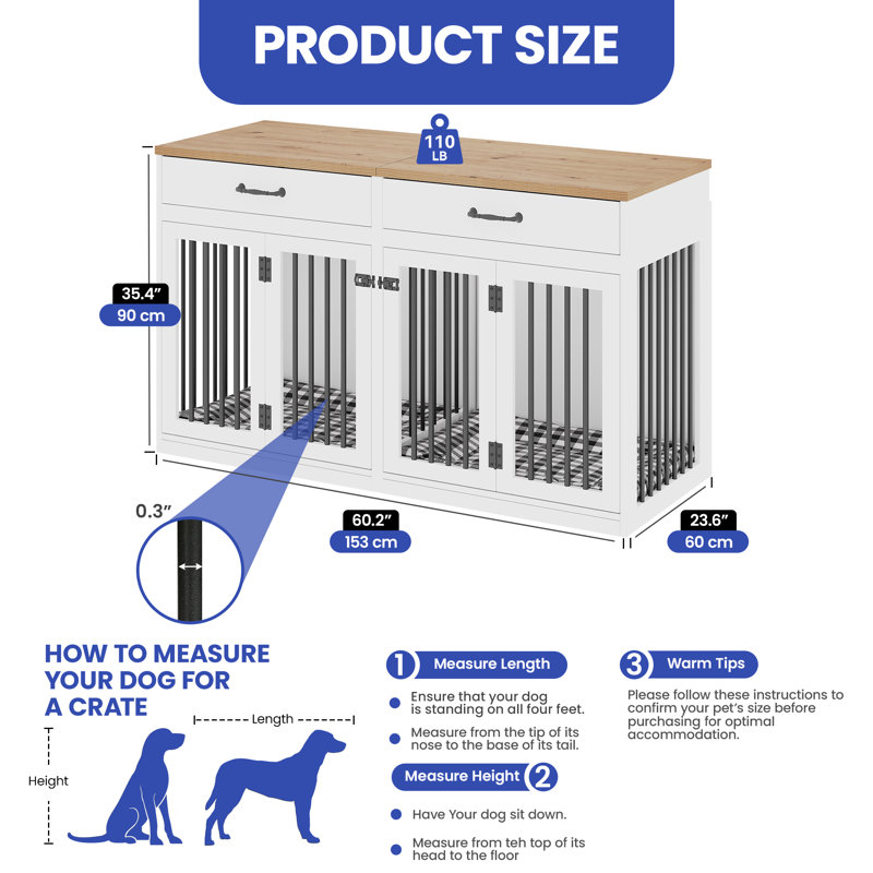 Photo inspiration: Tucker Murphy Pet Double Dog Crate Furniture With Drawers And Photo Inspiration