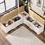 Banc de rangement modulaire en L 3 pièces avec coussin amovible Rosala, organisateur d'angle 63 po x 63 po x 19 po-2101151527