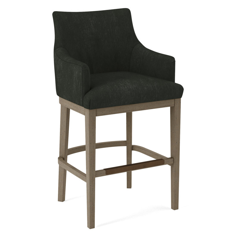 Upholstered Stool, Salvador Asphalt, Black