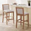 Ensemble de 2 tabourets de bar, structure en bois d'hévéa, coussin en tissu éponge et tabourets de bar rembourrés-905186848