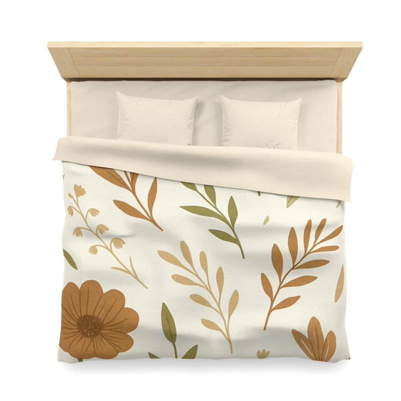 Microfiber Duvet Cover Boho Style, Design 55, Cream, King Duvet Cover