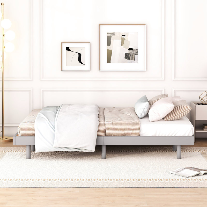 Grand lit gris avec apparence flottante - plateforme de matériaux de construction