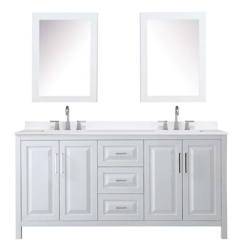 Daria 72'' W Vanity, White, Polished Chrome, Giotto Quartz