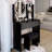 17" Round Led Mirror Vanity Table And Cushioned Stool, 3 - Color Adjustable Brightness System, 2 Ac + Power Sockets, Large Desktop, Multi Layer Storage, American Design, Material, 46.5 In Height With