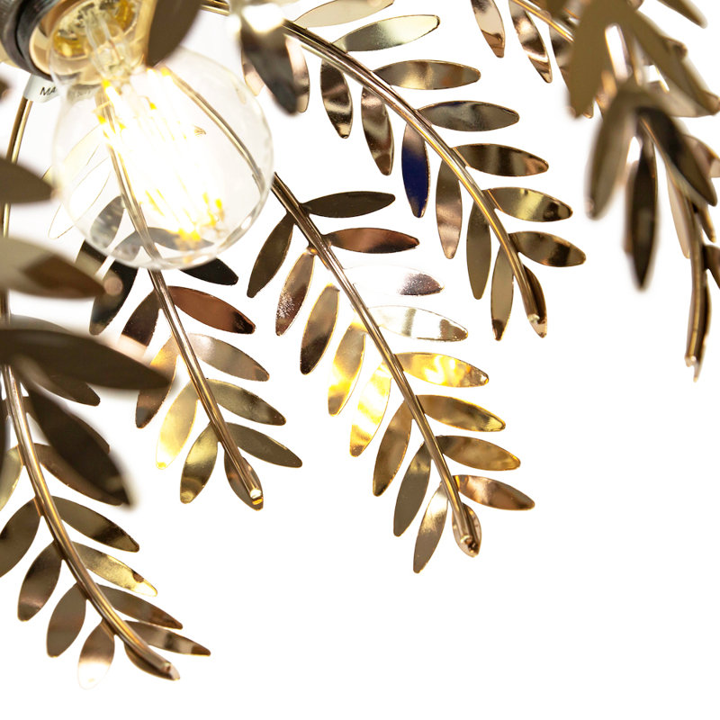 Traditional Fern Leaf Design Ceiling Pendant Light Shade in Shiny Finish, Gold